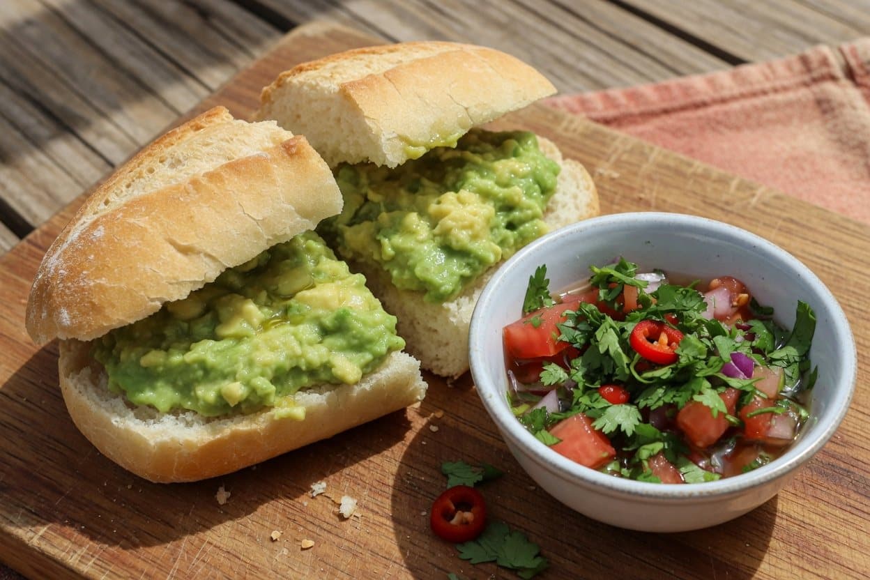 Marraqueta, palta y pebre